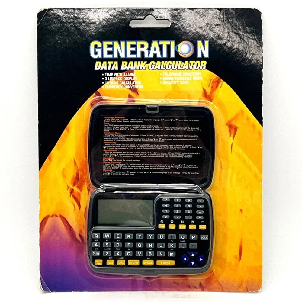 Vintage Generation Data Bank Calculator With 3-Line LCD Display Alarm & Planner